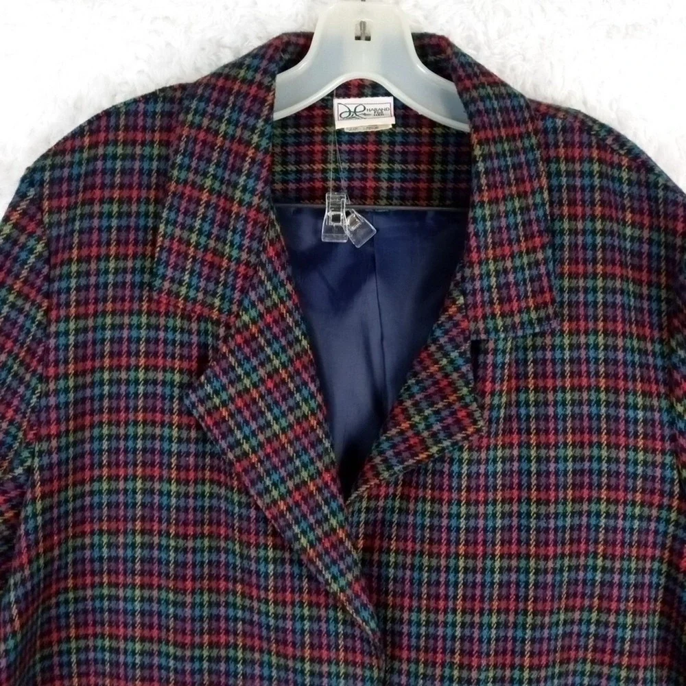 Vintage Haband For Her Womens Suit Blazer Jacket Multicolor L Pockets One Button